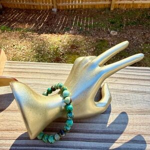 Natural Phoenix Turquoise Gemstone Round Bead Stretch Bracelet